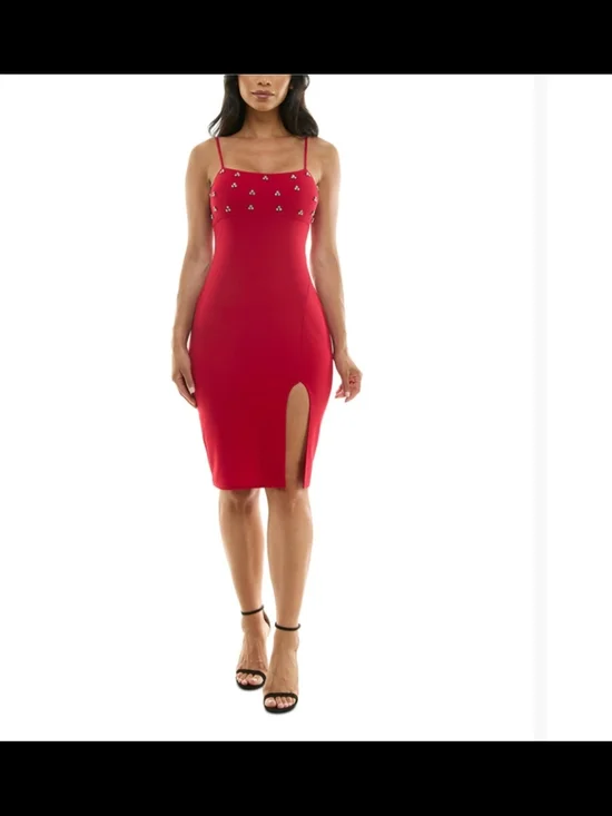 City Studio NWT Red Bodycon Dress with Slit Junior Size 15/16 - Picture 1 of 6